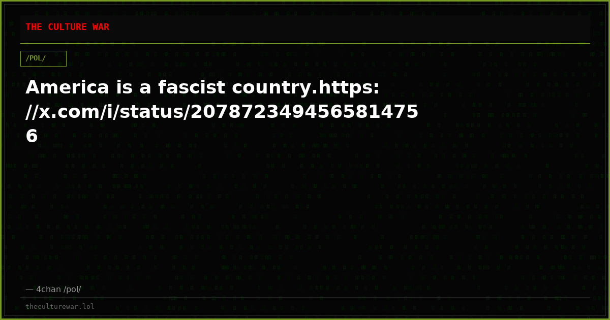 America is a fascist country.https://x.com/i/status/2078723494565814756