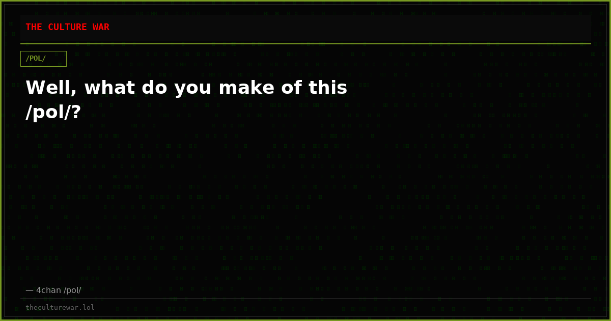 Well, what do you make of this /pol/?