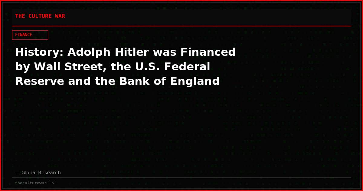 History: Adolph Hitler was Financed by Wall Street, the U.S. Federal Reserve and the Bank of England