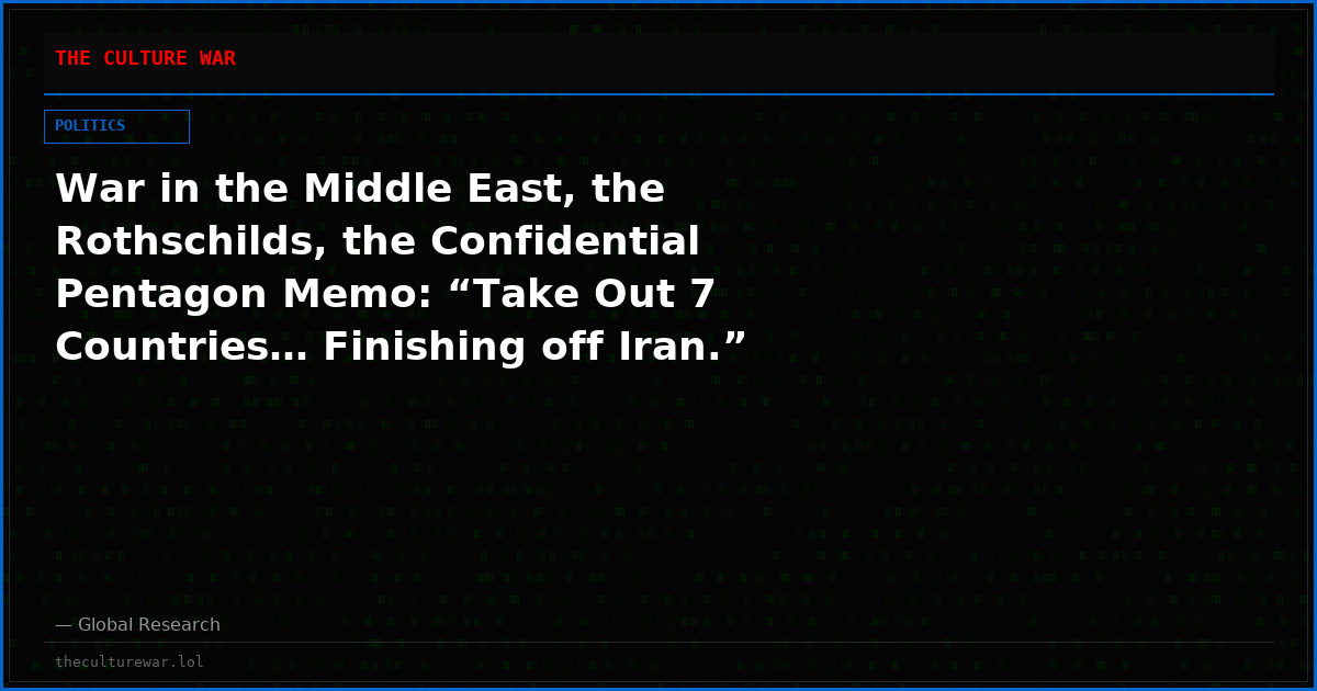 War in the Middle East, the Rothschilds, the Confidential Pentagon Memo: “Take Out 7 Countries… Finishing off Iran.” Resisting War