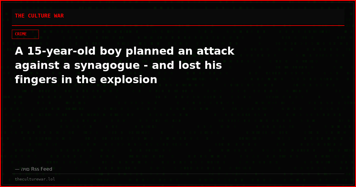 A 15-year-old boy planned an attack against a synagogue - and lost his fingers in the explosion