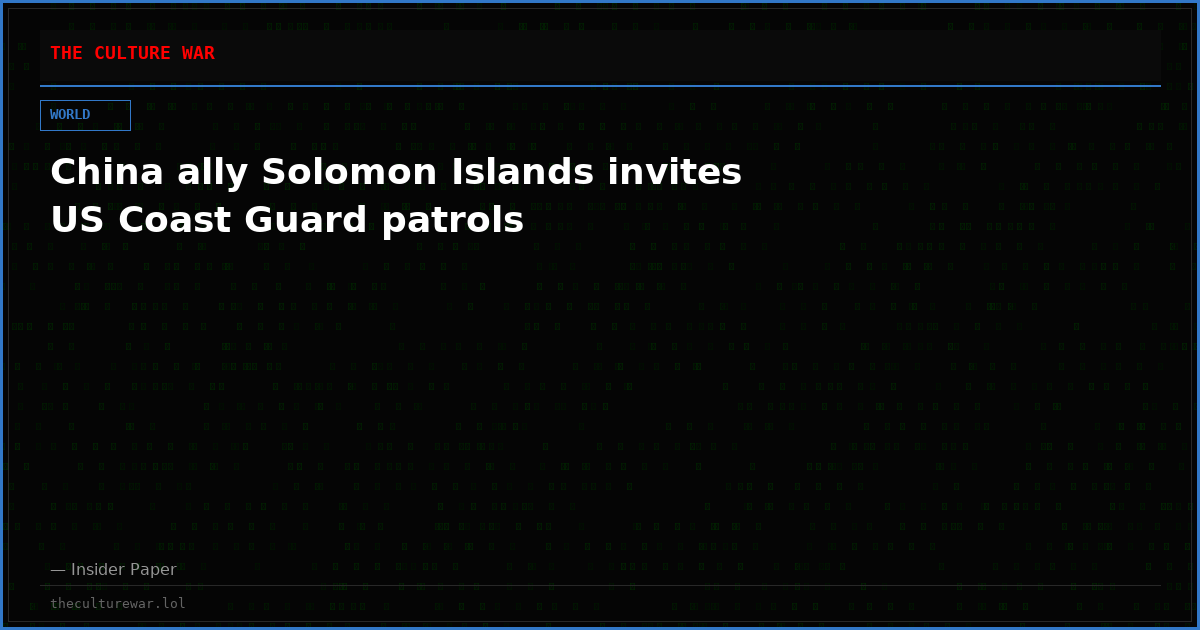 China ally Solomon Islands invites US Coast Guard patrols