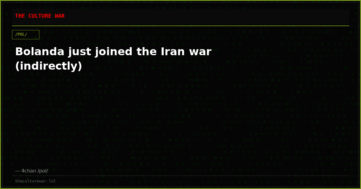 Bolanda just joined the Iran war (indirectly)