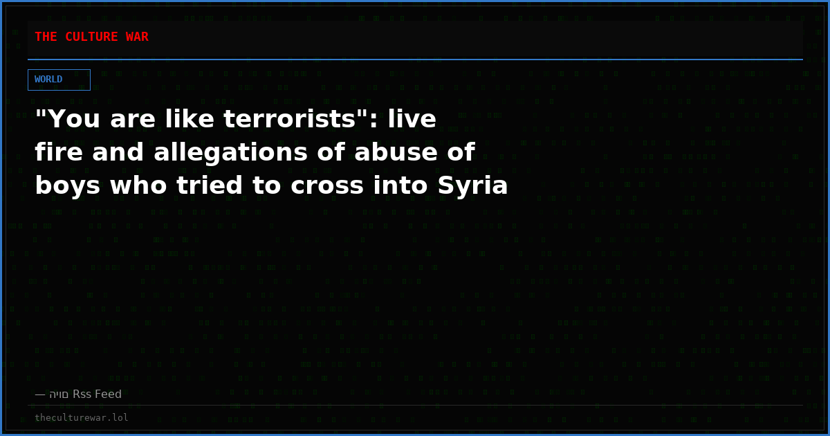 "You are like terrorists": live fire and allegations of abuse of boys who tried to cross into Syria