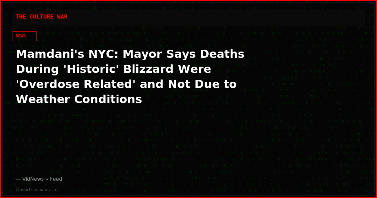 Mamdani's NYC: Mayor Says Deaths During 'Historic' Blizzard Were 'Overdose Related' and Not Due to Weather Conditions