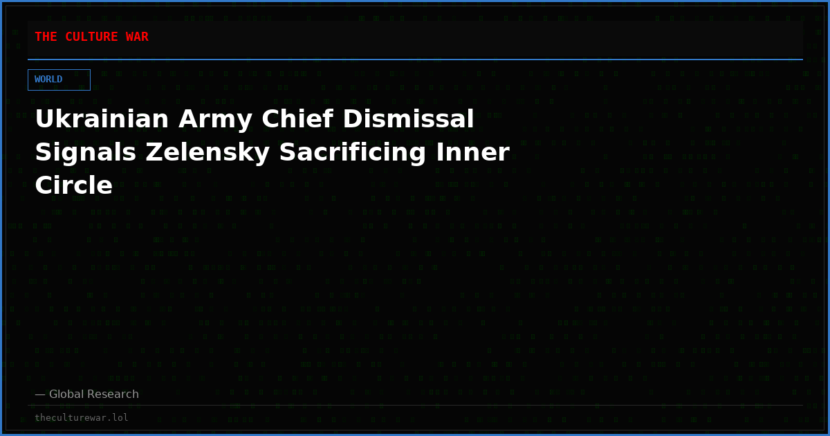 Ukrainian Army Chief Dismissal Signals Zelensky Sacrificing Inner Circle