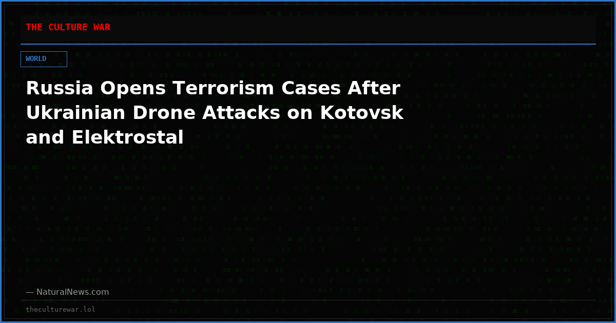 Russia Opens Terrorism Cases After Ukrainian Drone Attacks on Kotovsk and Elektrostal