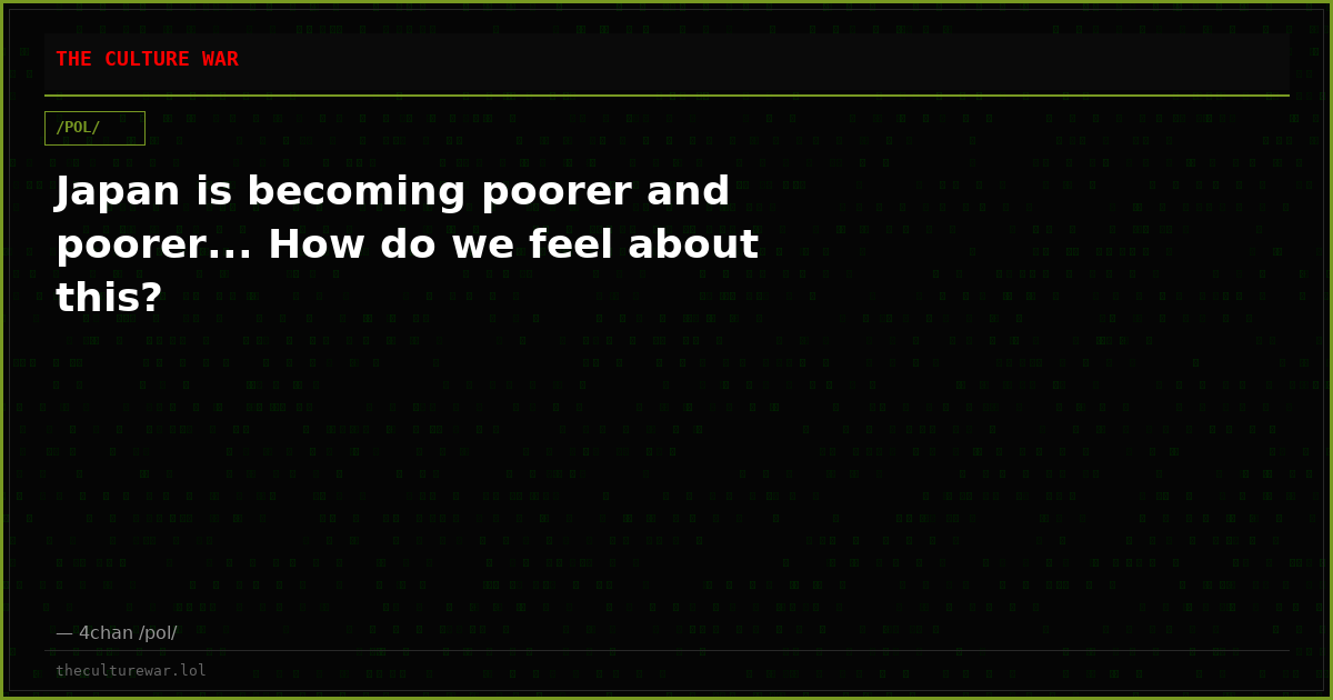 Japan is becoming poorer and poorer... How do we feel about this?