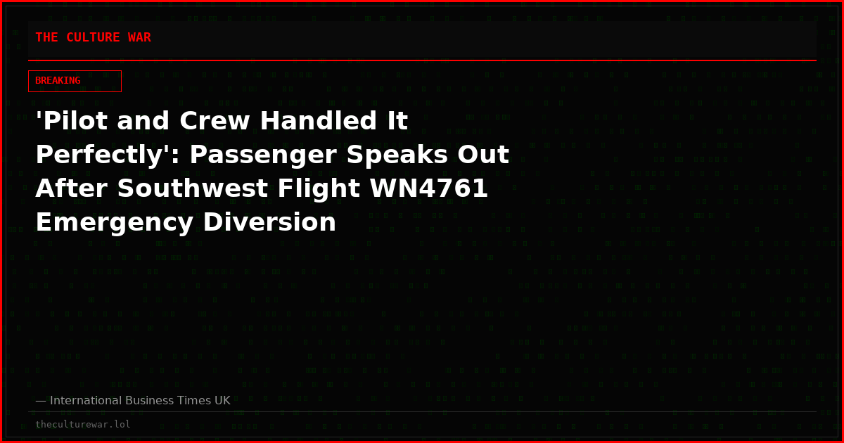 'Pilot and Crew Handled It Perfectly': Passenger Speaks Out After Southwest Flight WN4761 Emergency Diversion