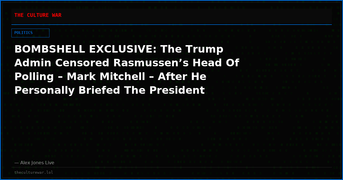 BOMBSHELL EXCLUSIVE: The Trump Admin Censored Rasmussen’s Head Of Polling – Mark Mitchell – After He Personally Briefed The President Concerning MAGA’s Complete Rejection Of Attempts To Sell An Iran War, And Trump’s Denial Of The Affordability Crisis!