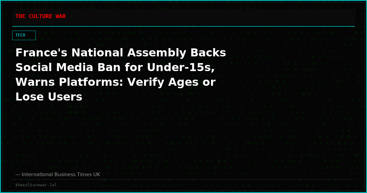 France's National Assembly Backs Social Media Ban for Under-15s, Warns Platforms: Verify Ages or Lose Users