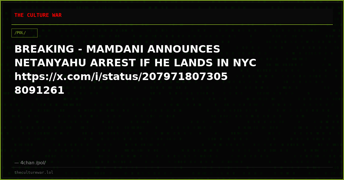 BREAKING - MAMDANI ANNOUNCES NETANYAHU ARREST IF HE LANDS IN NYChttps://x.com/i/status/2079718073058091261