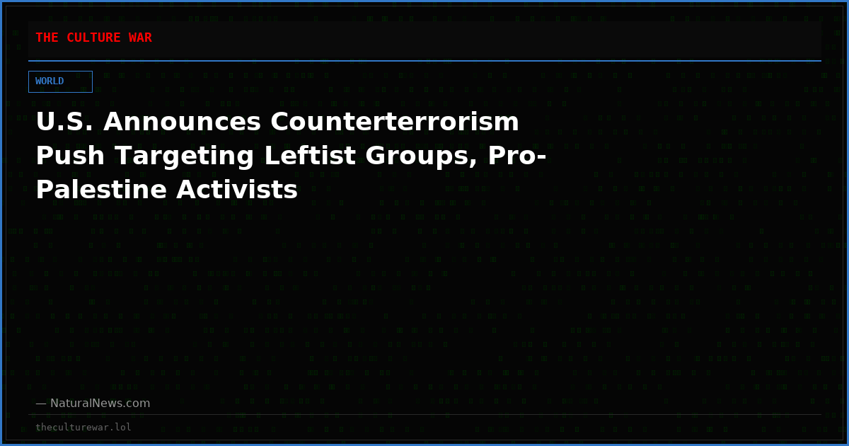 U.S. Announces Counterterrorism Push Targeting Leftist Groups, Pro-Palestine Activists