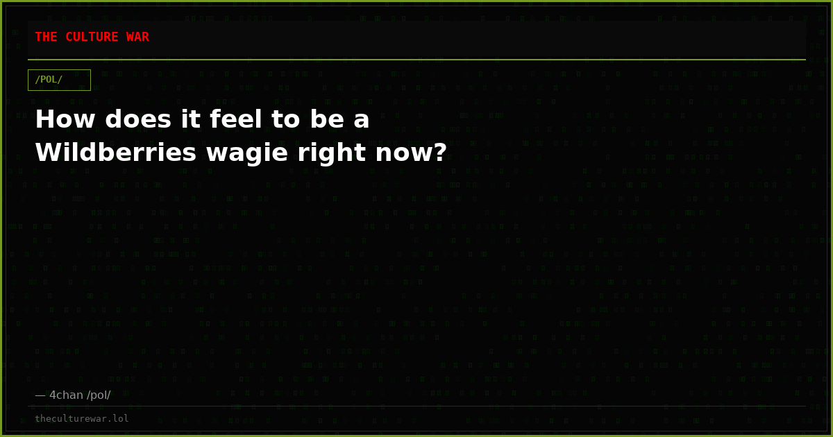 How does it feel to be a Wildberries wagie right now?