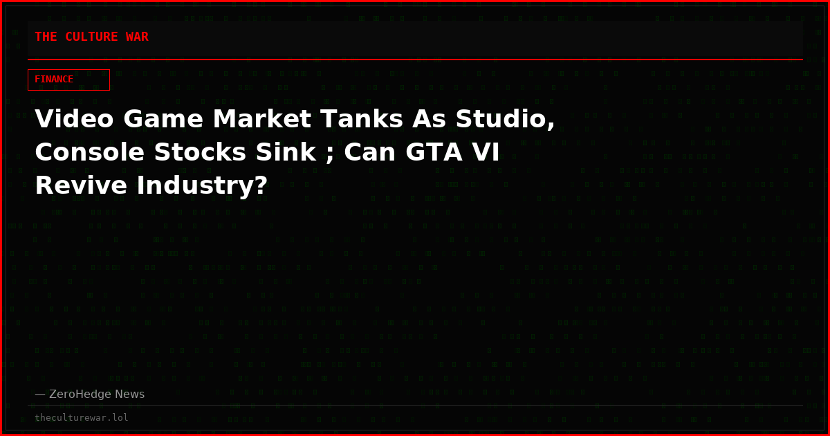 Video Game Market Tanks As Studio, Console Stocks Sink ; Can GTA VI Revive Industry?