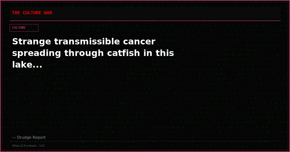 Strange transmissible cancer spreading through catfish in this lake...