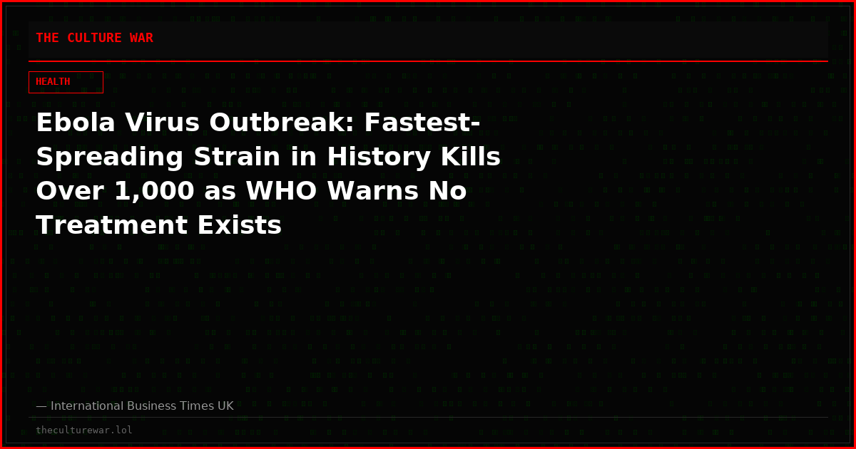 Ebola Virus Outbreak: Fastest-Spreading Strain in History Kills Over 1,000 as WHO Warns No Treatment Exists