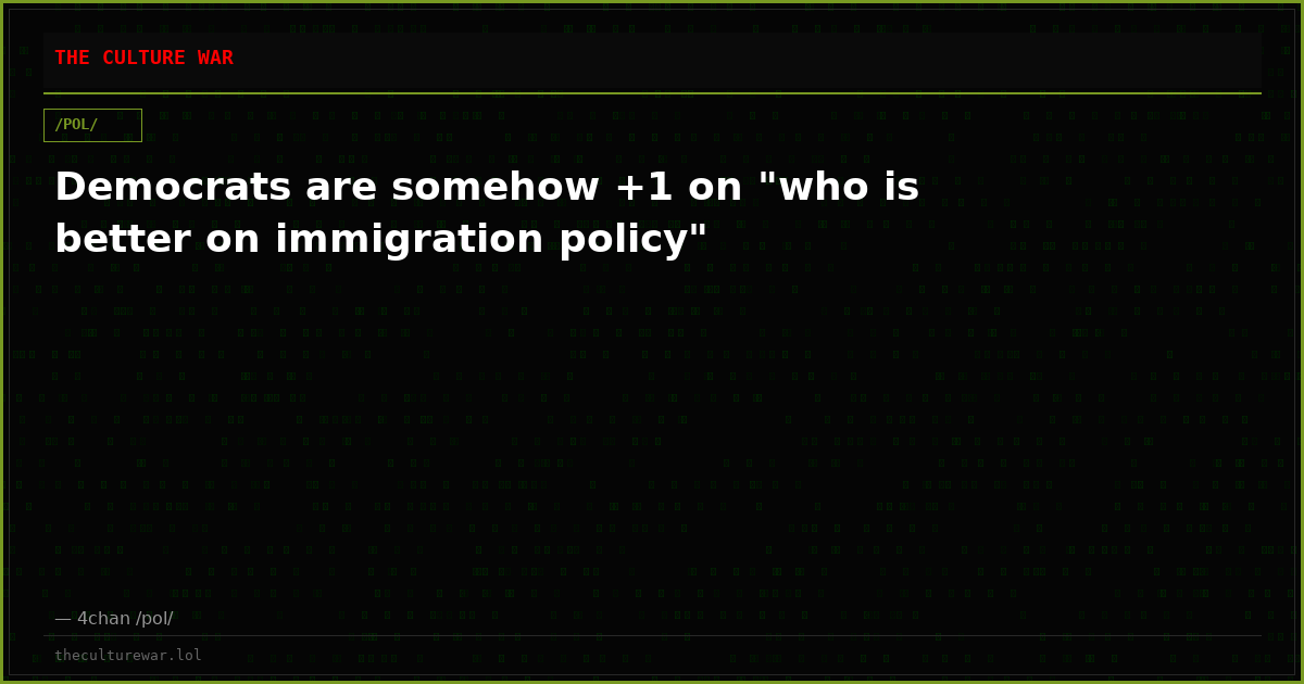 Democrats are somehow +1 on "who is better on immigration policy"