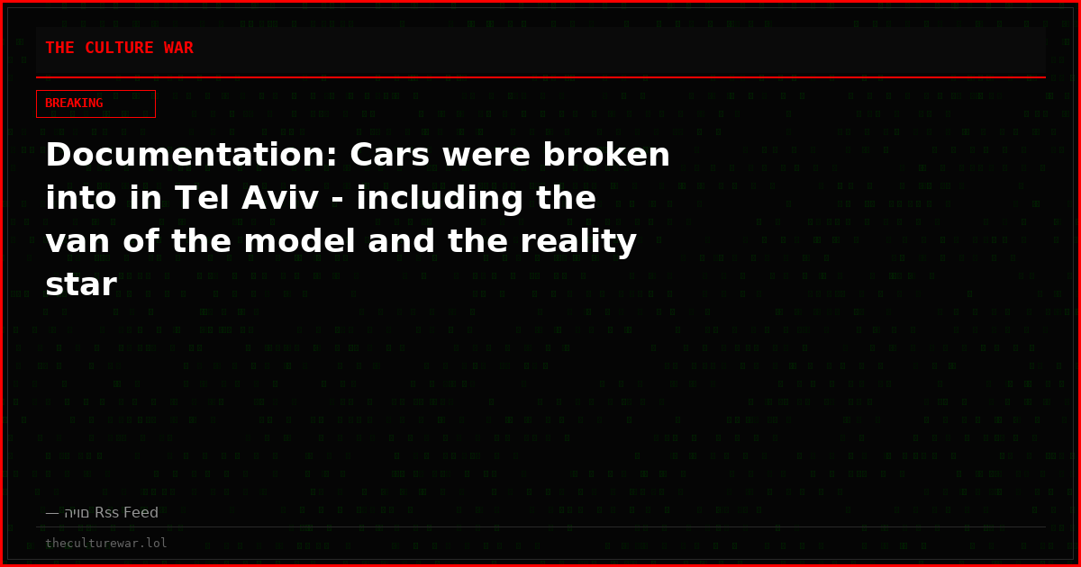 Documentation: Cars were broken into in Tel Aviv - including the van of the model and the reality star
