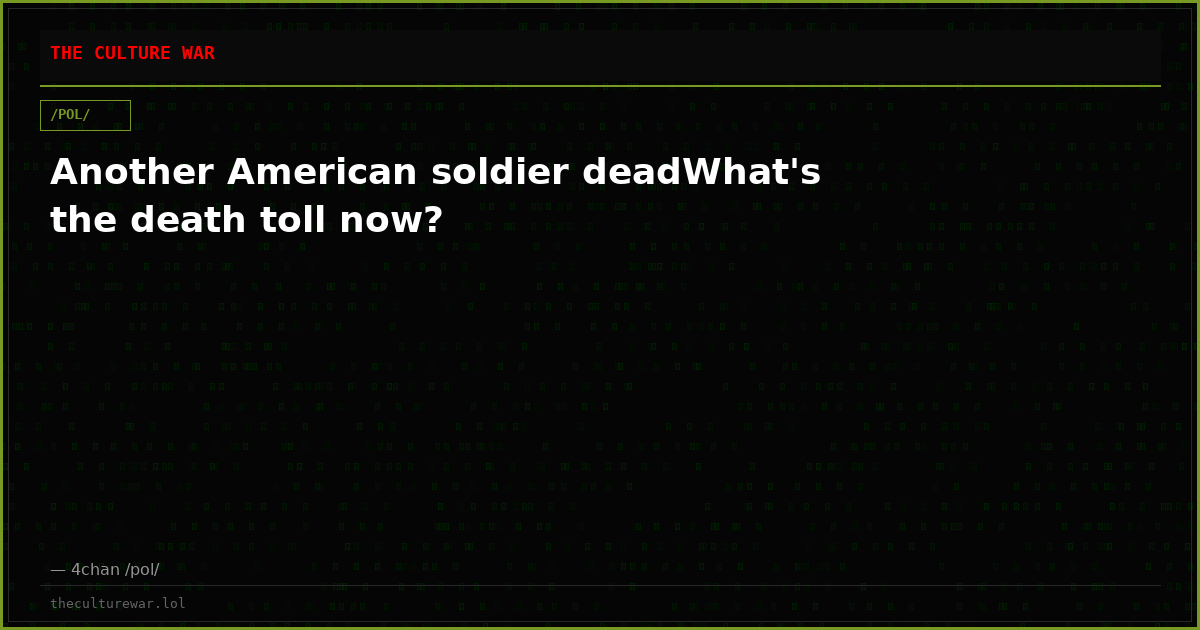 Another American soldier deadWhat's the death toll now?