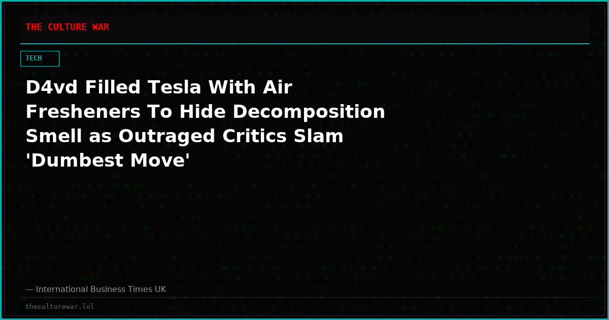 D4vd Filled Tesla With Air Fresheners To Hide Decomposition Smell as Outraged Critics Slam 'Dumbest Move'