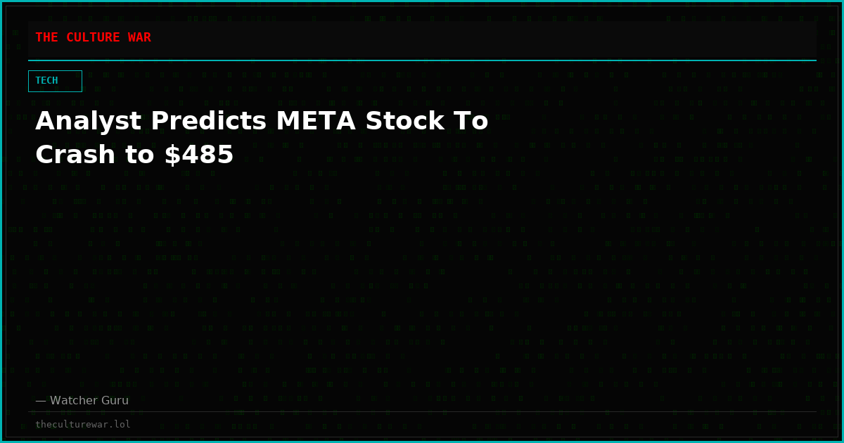 Analyst Predicts META Stock To Crash to $485