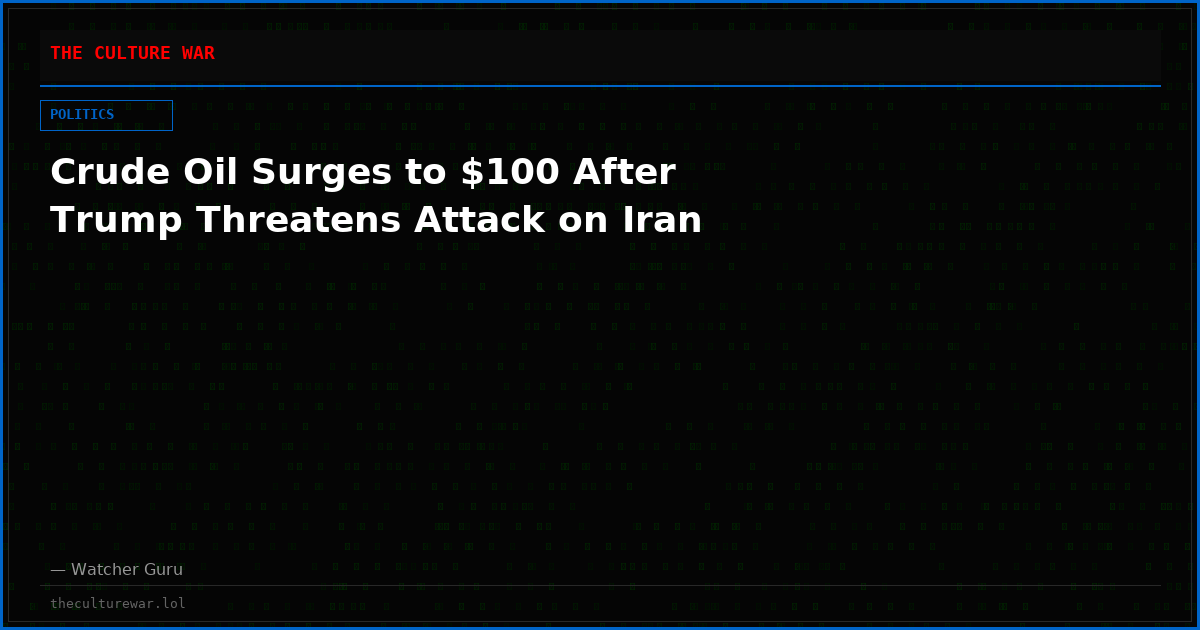 Crude Oil Surges to $100 After Trump Threatens Attack on Iran