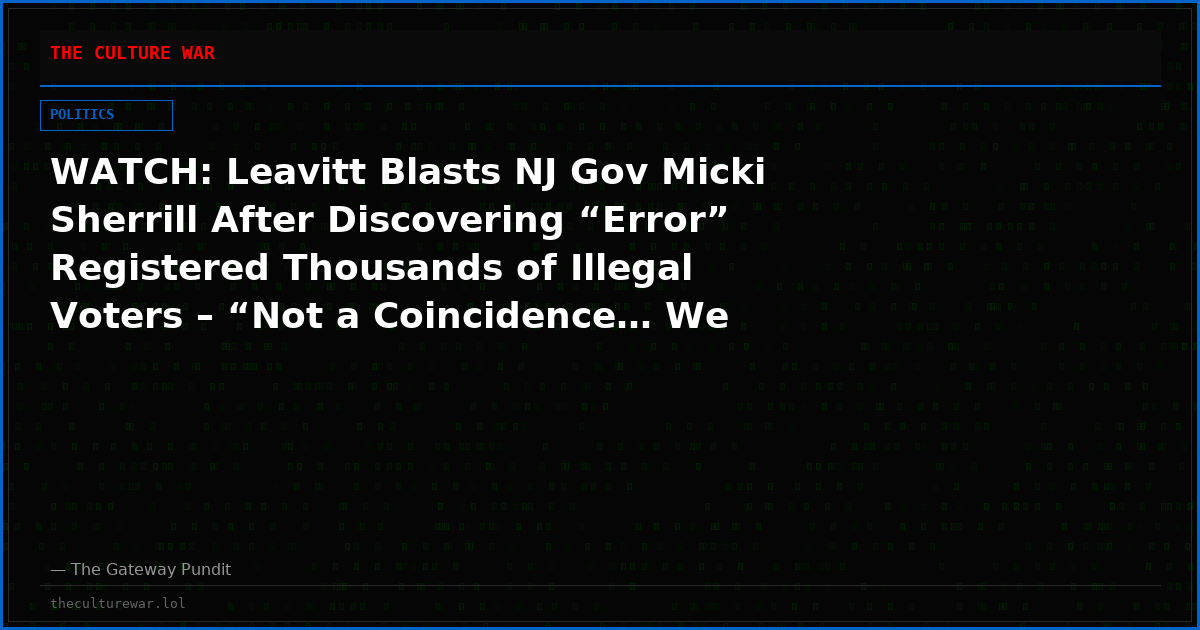 WATCH: Leavitt Blasts NJ Gov Micki Sherrill After Discovering “Error” Registered Thousands of Illegal Voters – “Not a Coincidence… We Suspect it’s a Heck of a Lot More”