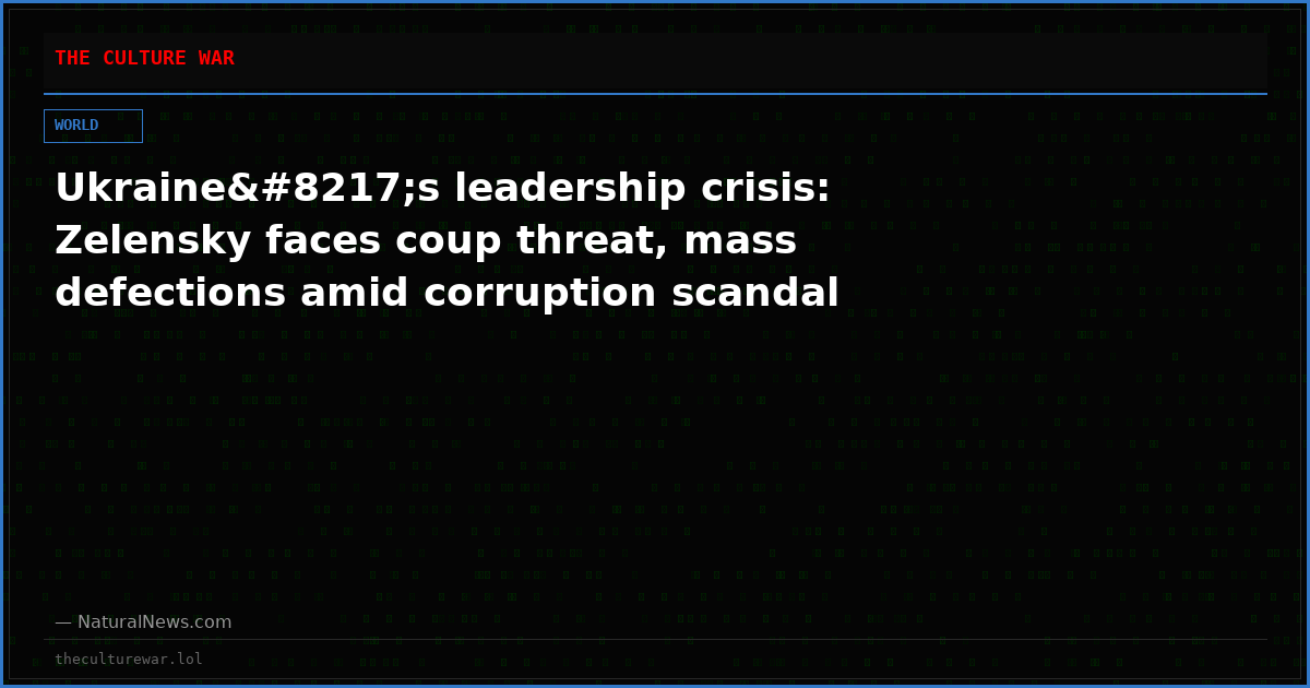 Ukraine’s leadership crisis: Zelensky faces coup threat, mass defections amid corruption scandal