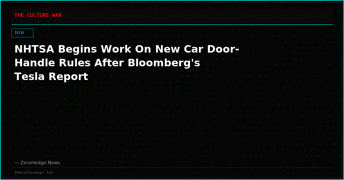 NHTSA Begins Work On New Car Door-Handle Rules After Bloomberg's Tesla Report