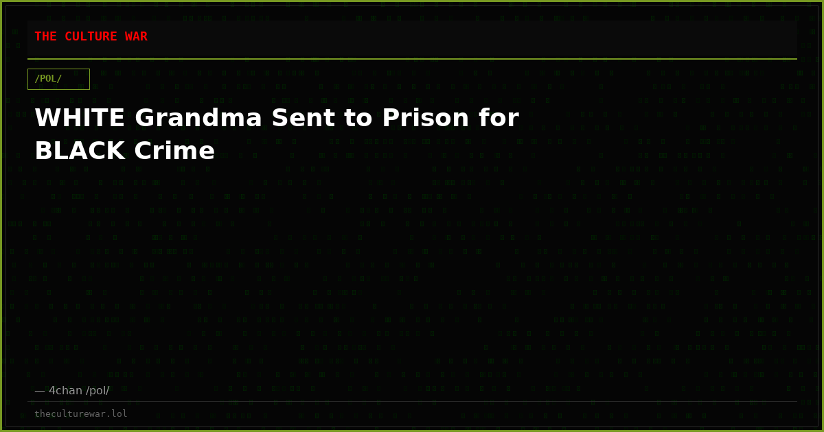 WHITE Grandma Sent to Prison for BLACK Crime