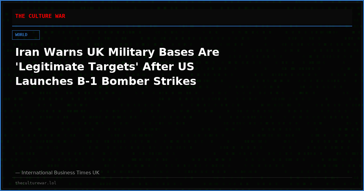 Iran Warns UK Military Bases Are 'Legitimate Targets' After US Launches B-1 Bomber Strikes