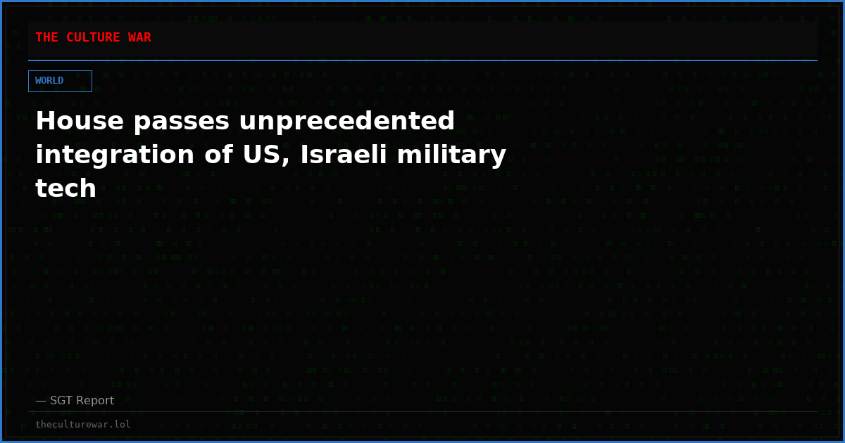 House passes unprecedented integration of US, Israeli military tech