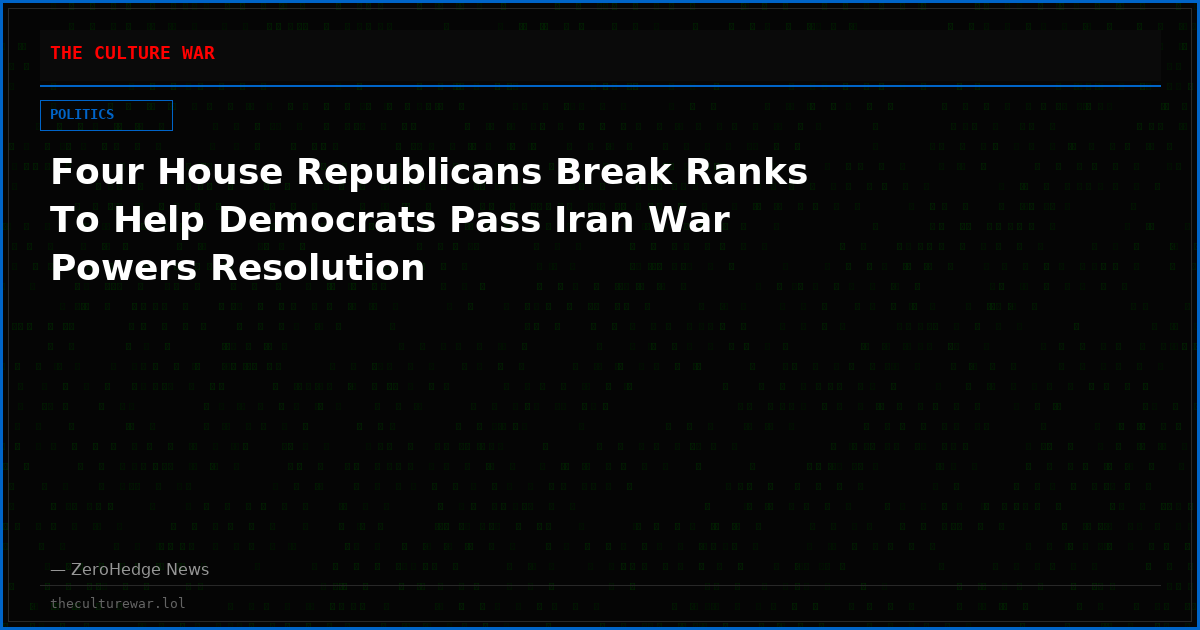 Four House Republicans Break Ranks To Help Democrats Pass Iran War Powers Resolution
