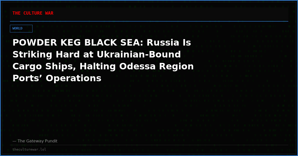 POWDER KEG BLACK SEA: Russia Is Striking Hard at Ukrainian-Bound Cargo Ships, Halting Odessa Region Ports’ Operations