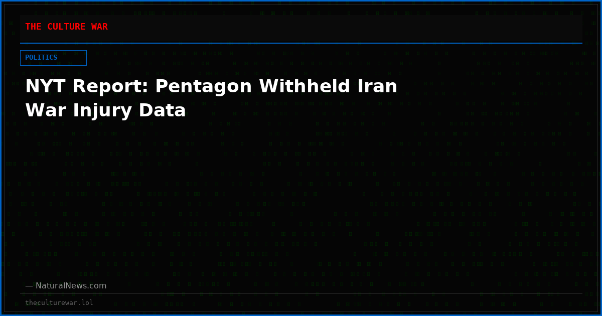 NYT Report: Pentagon Withheld Iran War Injury Data