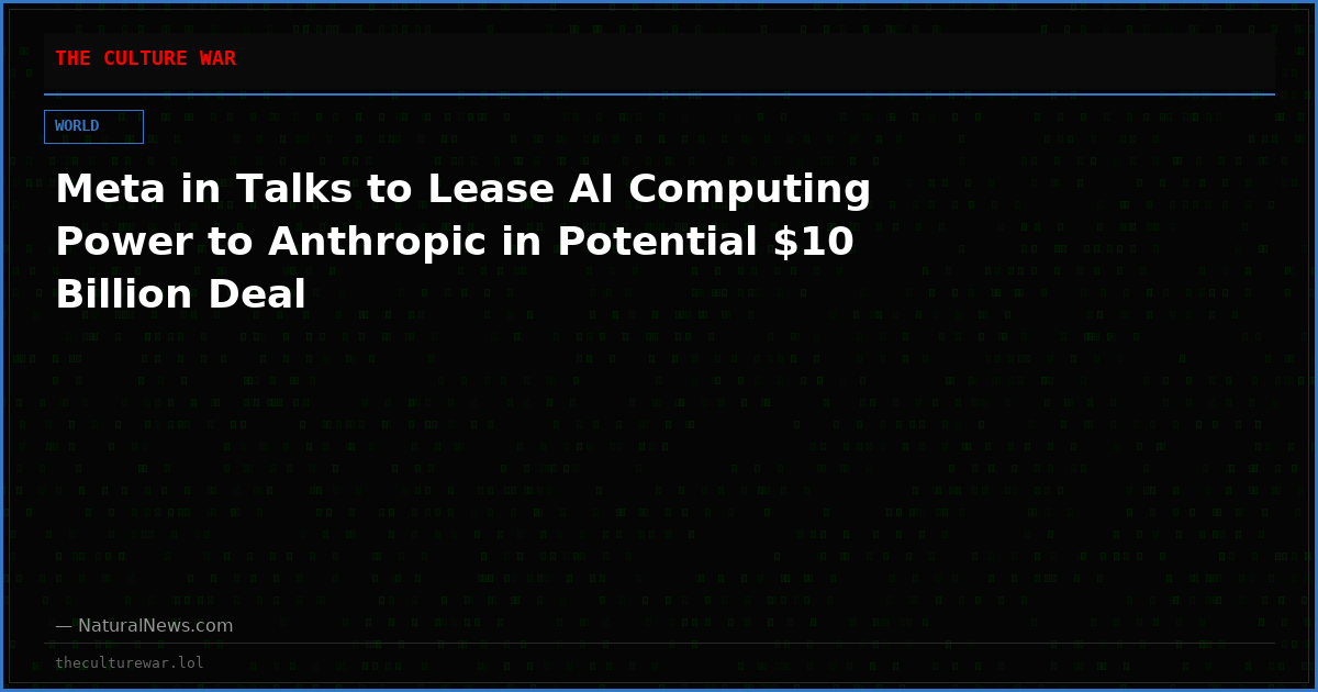 Meta in Talks to Lease AI Computing Power to Anthropic in Potential $10 Billion Deal