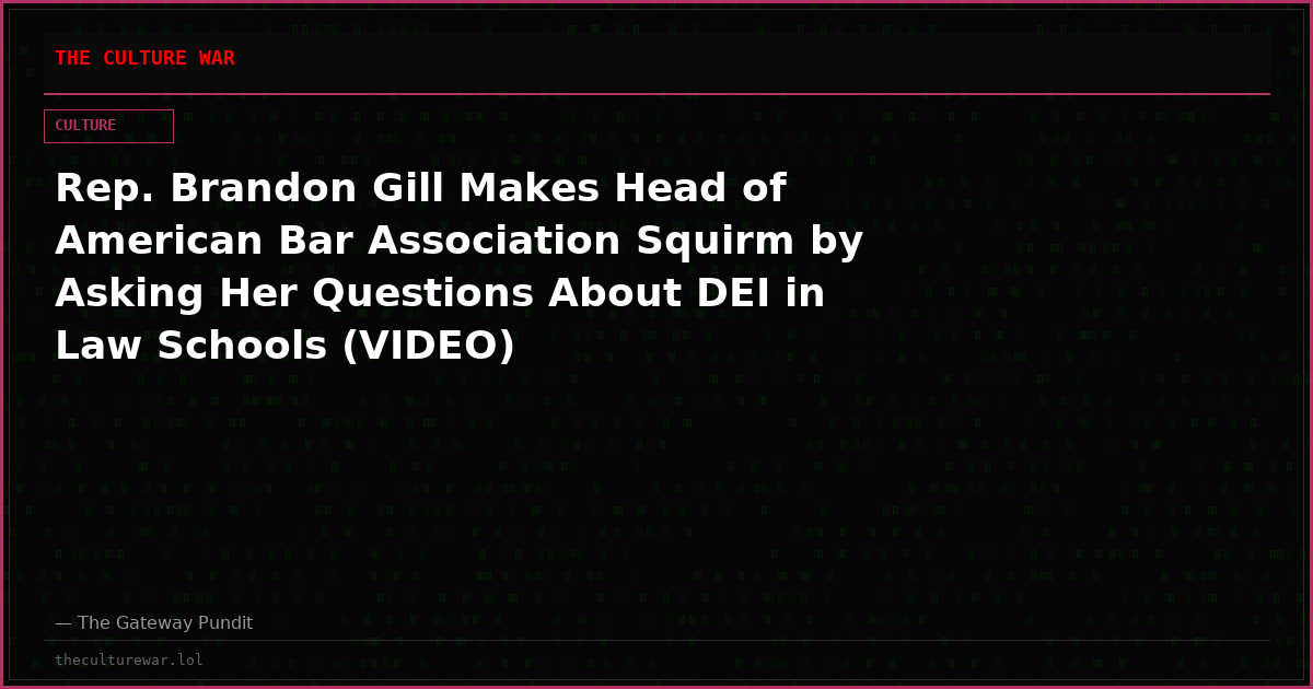 Rep. Brandon Gill Makes Head of American Bar Association Squirm by Asking Her Questions About DEI in Law Schools (VIDEO)