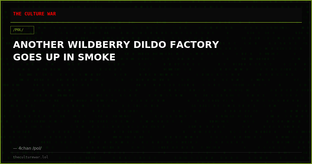 ANOTHER WILDBERRY DILDO FACTORY GOES UP IN SMOKE