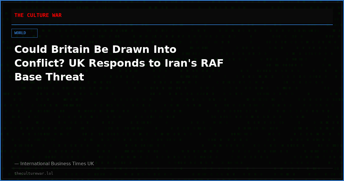 Could Britain Be Drawn Into Conflict? UK Responds to Iran's RAF Base Threat
