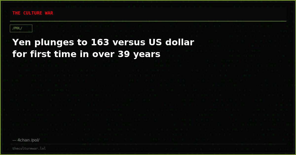 Yen plunges to 163 versus US dollar for first time in over 39 years