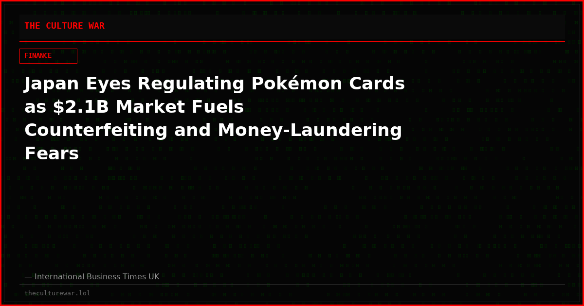 Japan Eyes Regulating Pokémon Cards as $2.1B Market Fuels Counterfeiting and Money-Laundering Fears