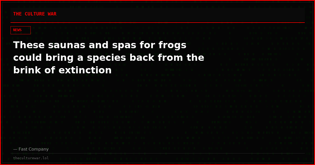 These saunas and spas for frogs could bring a species back from the brink of extinction