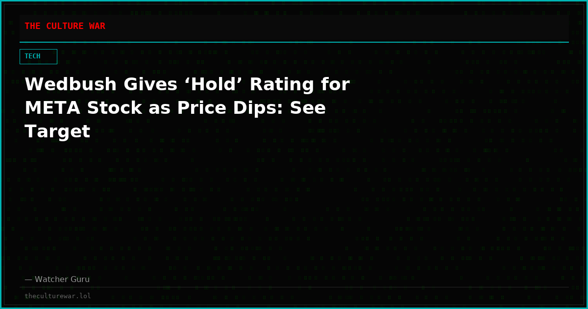 Wedbush Gives ‘Hold’ Rating for META Stock as Price Dips: See Target