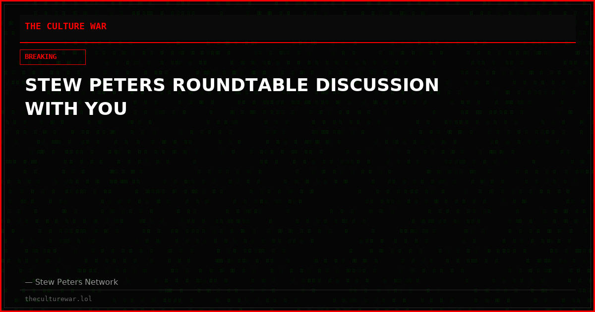 STEW PETERS ROUNDTABLE DISCUSSION WITH YOU