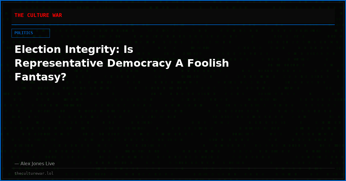 Election Integrity: Is Representative Democracy A Foolish Fantasy?