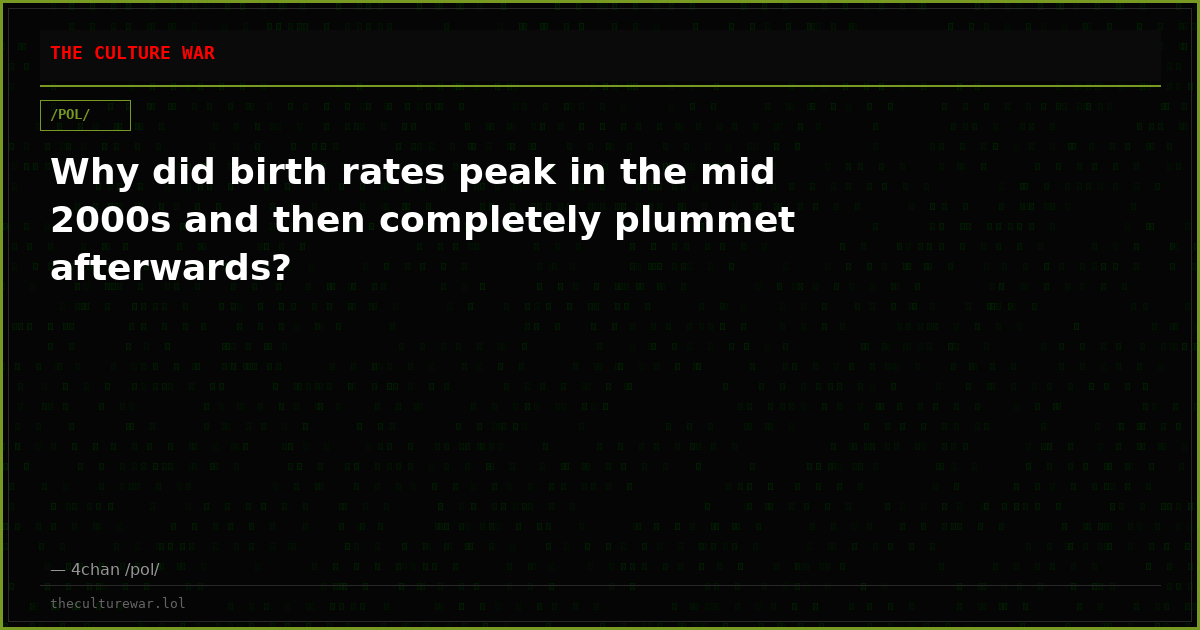 Why did birth rates peak in the mid 2000s and then completely plummet afterwards?