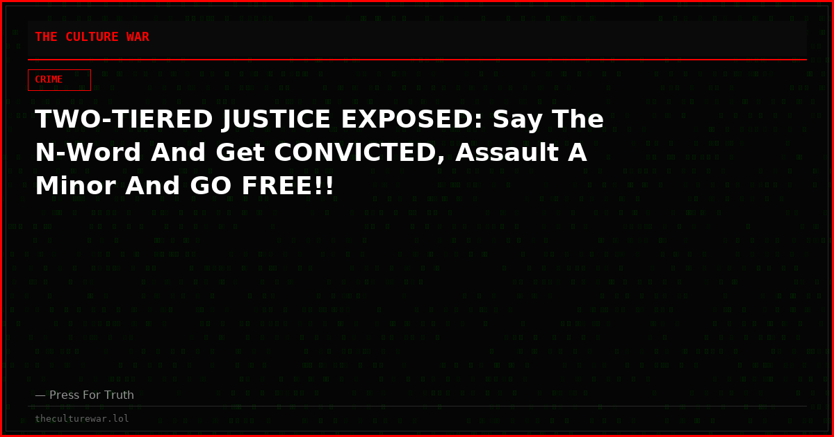 TWO-TIERED JUSTICE EXPOSED: Say The N-Word And Get CONVICTED, Assault A Minor And GO FREE!!