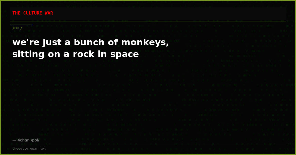 we're just a bunch of monkeys, sitting on a rock in space