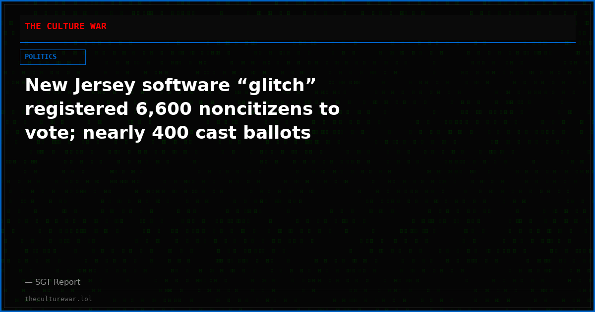 New Jersey software “glitch” registered 6,600 noncitizens to vote; nearly 400 cast ballots